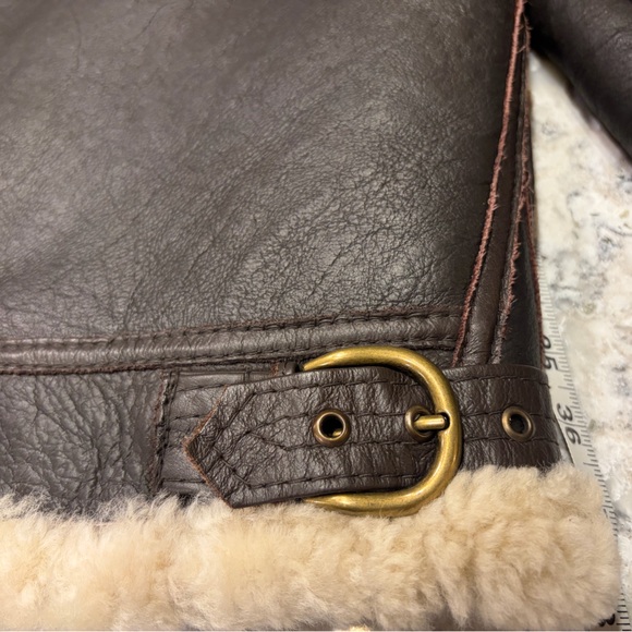 Brown Shearling B3 Bomber Aviator Jacket - Picture 9 of 15